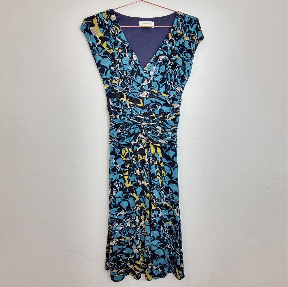 Moulinette Soeurs Dress Women XS Wrap Top Ruched Botanica Dusk Anthropol…